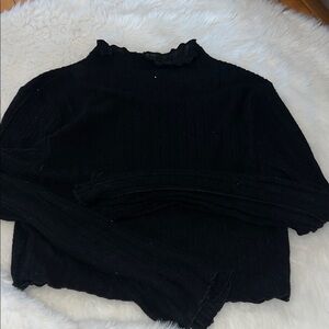 Elegant Black Ribbed Sweater crop large